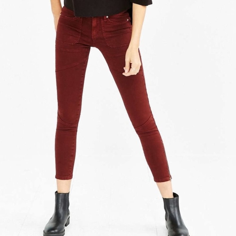 BDG Urban Outfitters Maroon Jeans Zipper Ankle